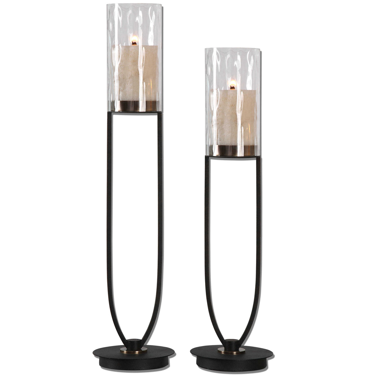 Durga - Iron Work Candleholders Set Of 2 - Black