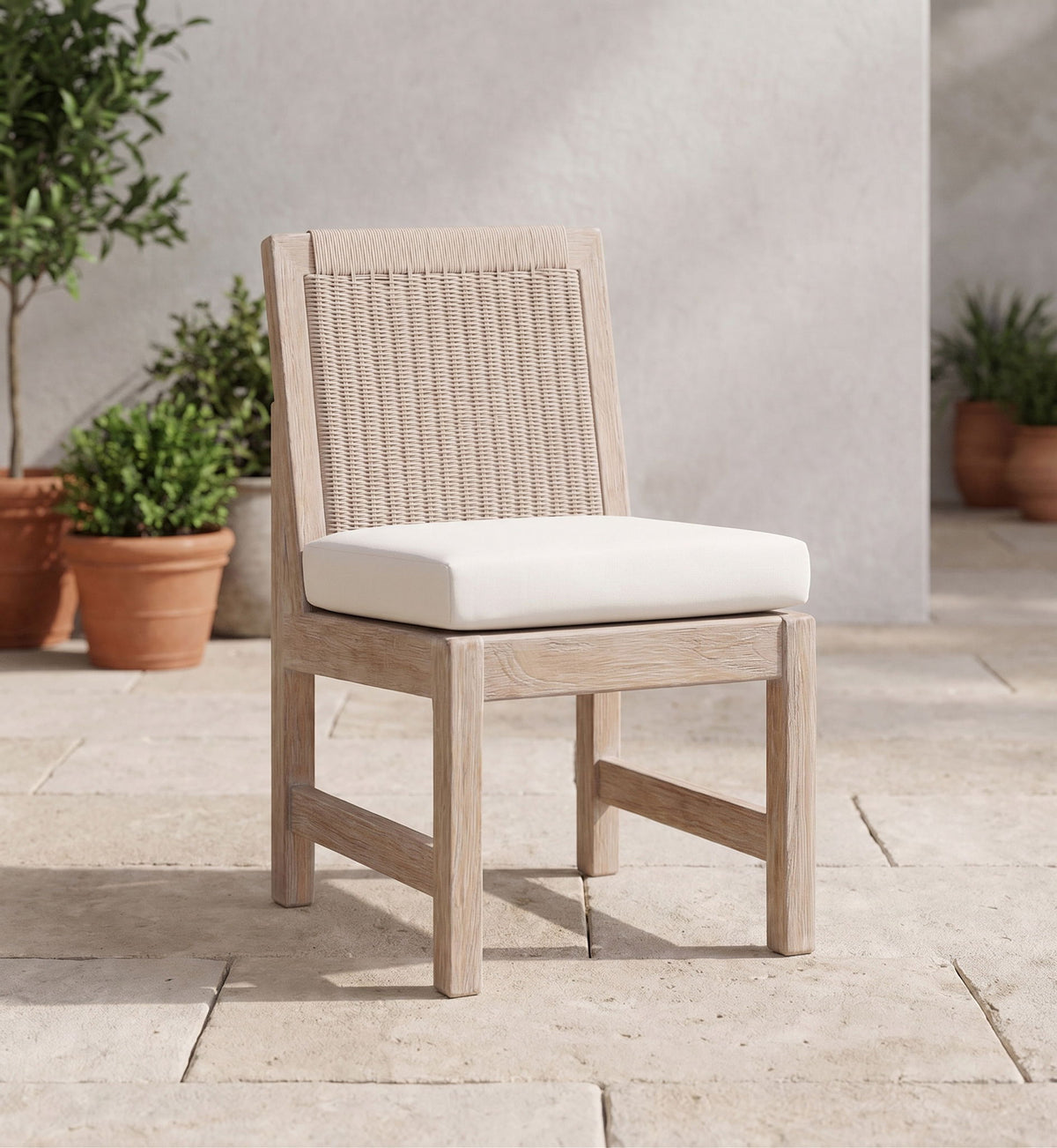 Sedona - Side Dining Chair In Canvas, No Welt - Coastal Teak / Latte Wicker