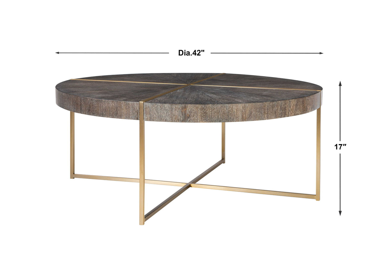 Taja - Round Coffee Table - Brown, Dark