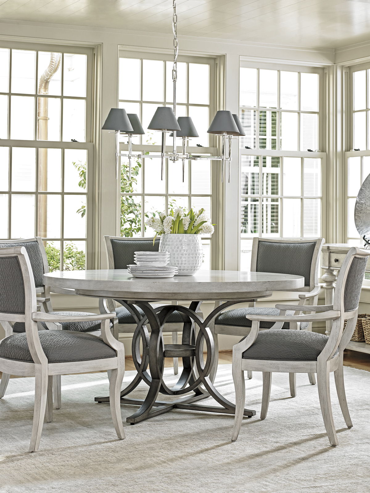 Oyster Bay - Calerton Round Dining Table - Pearl Silver