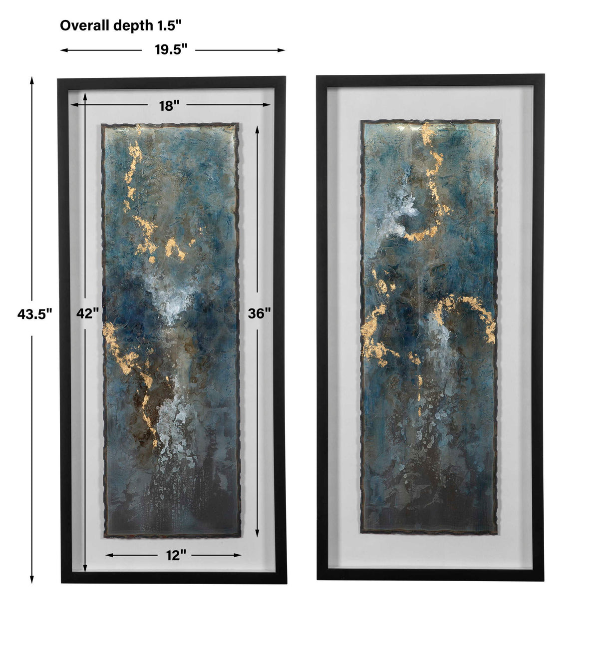 Glimmering Agate - Abstract Prints, Set Of 2 - Blue