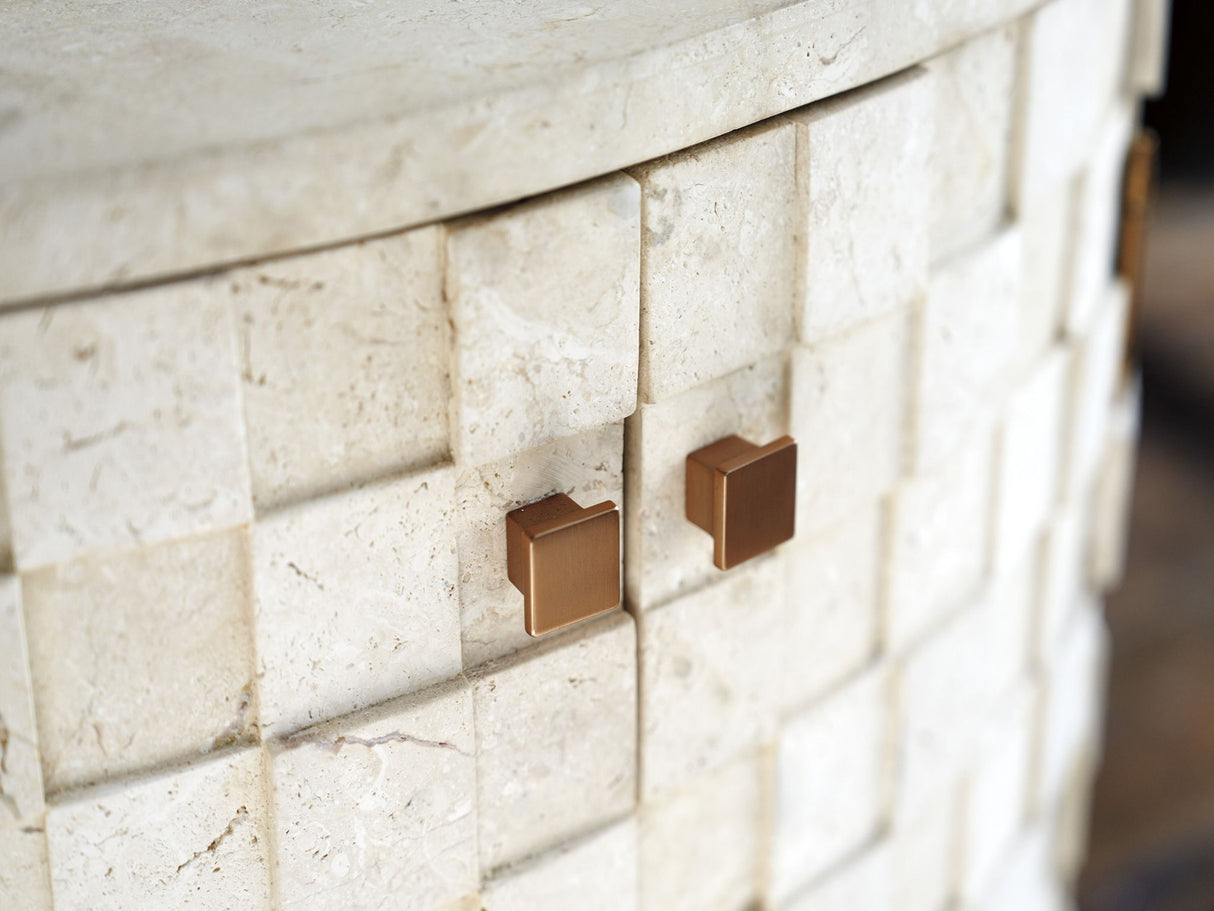 Rendezvous - Albion Stone Oval Nightstand - Beige