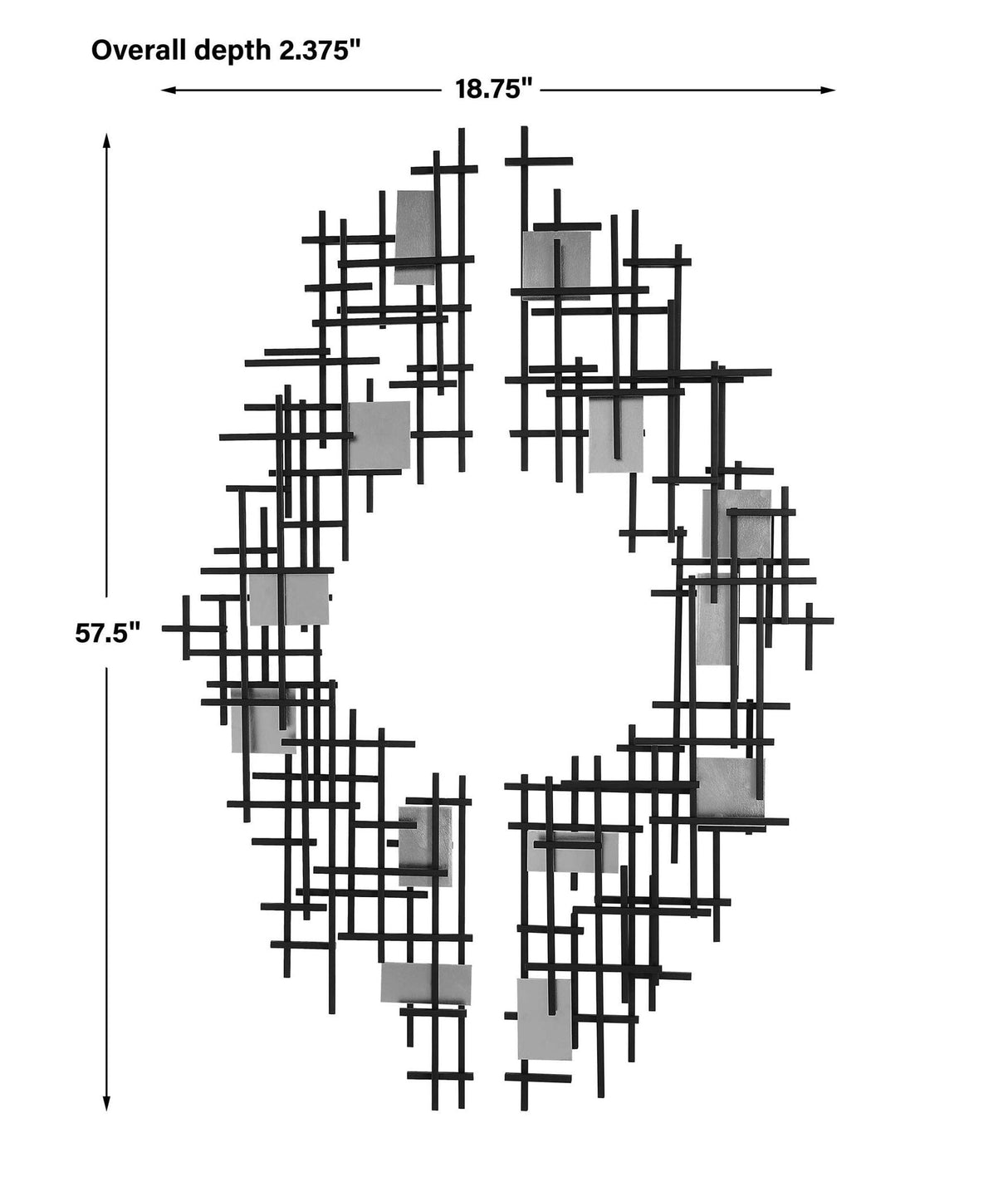 Reflection - Metal Grid Wall Decor, Set Of 2 - Black