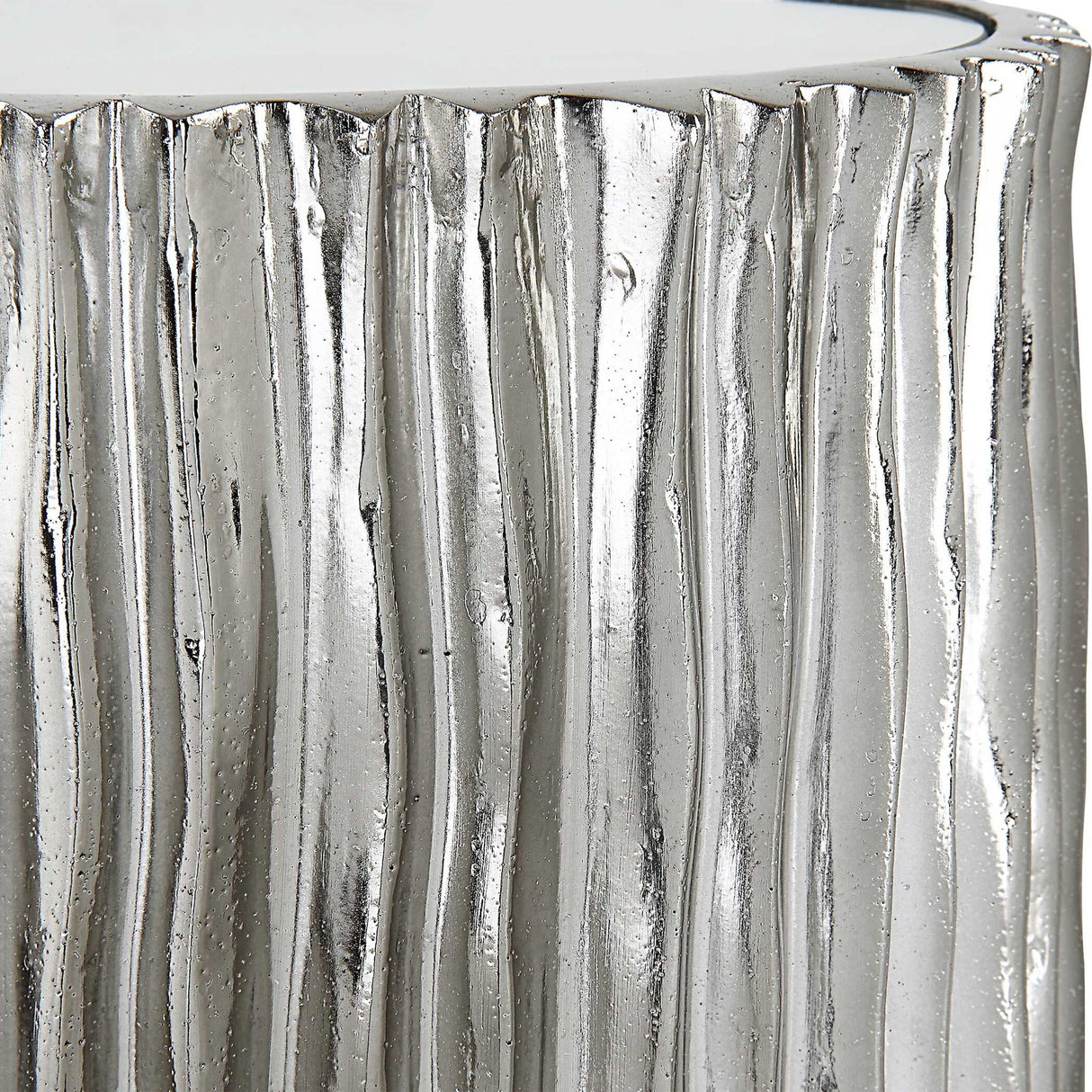 Echo - Modern Nickel Drink Table - Pearl Silver