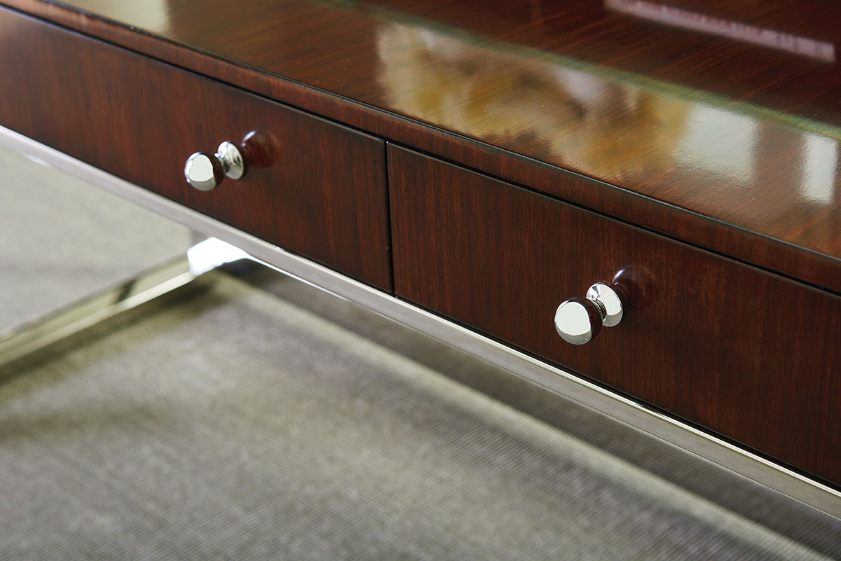 Studio Designs - Andrea Writing Desk - Dark Brown / Pearl Silver