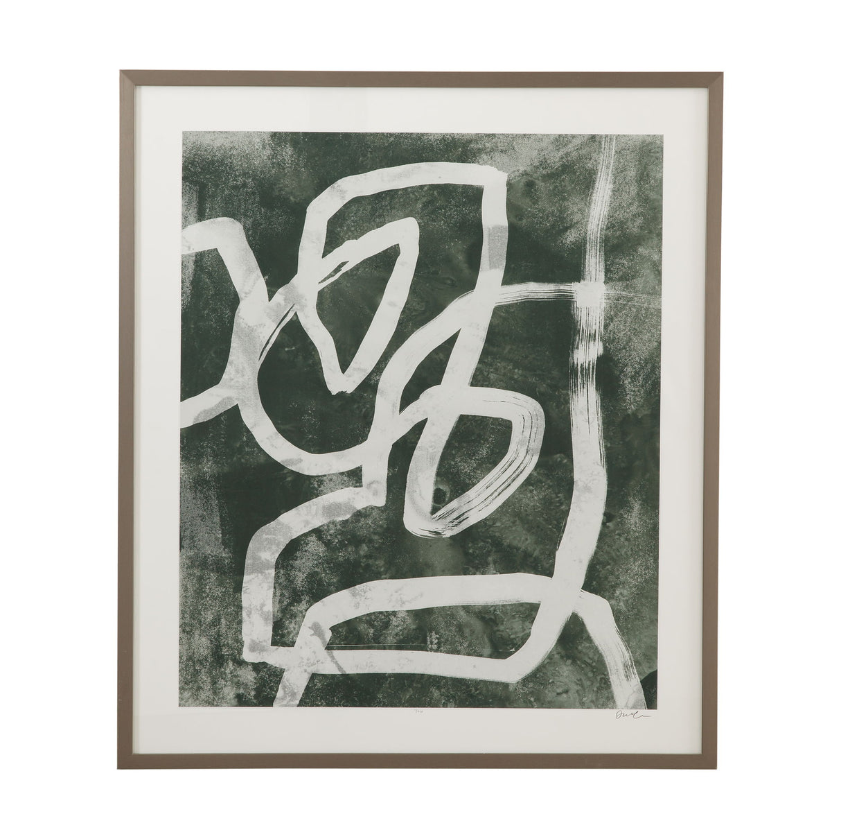 Chalk Line I Framed Print - Green / White