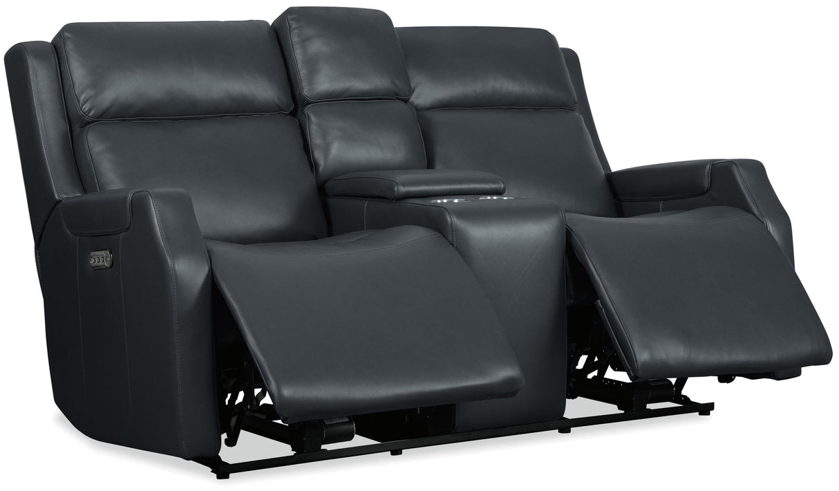 MS - Nelson Zero Gravity Power Console Loveseat With Power Headrests And Lumbar - Black