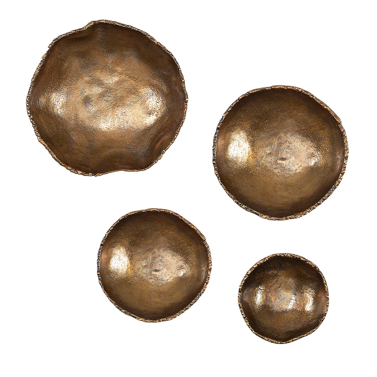 Lucky - Coins Wall Bowls, Set Of 4 - Brass