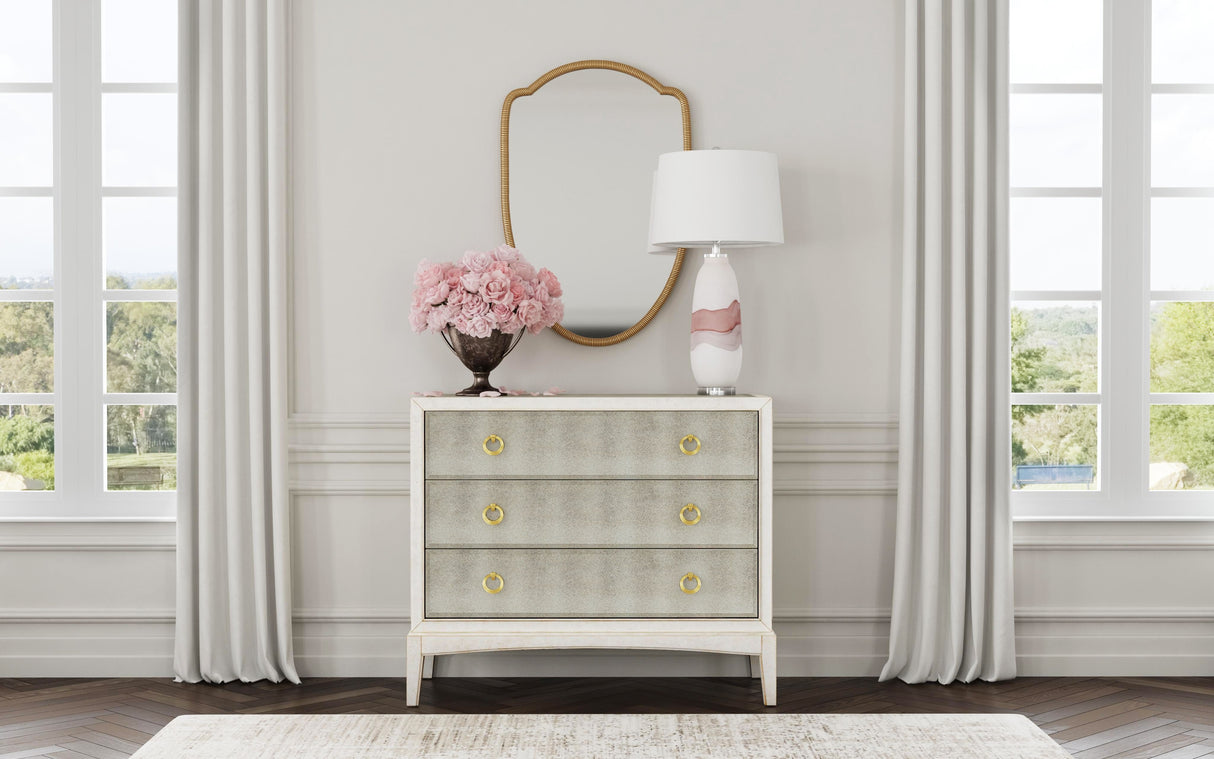 Kiara - Bronze Mirror Glam Hall Chest - White