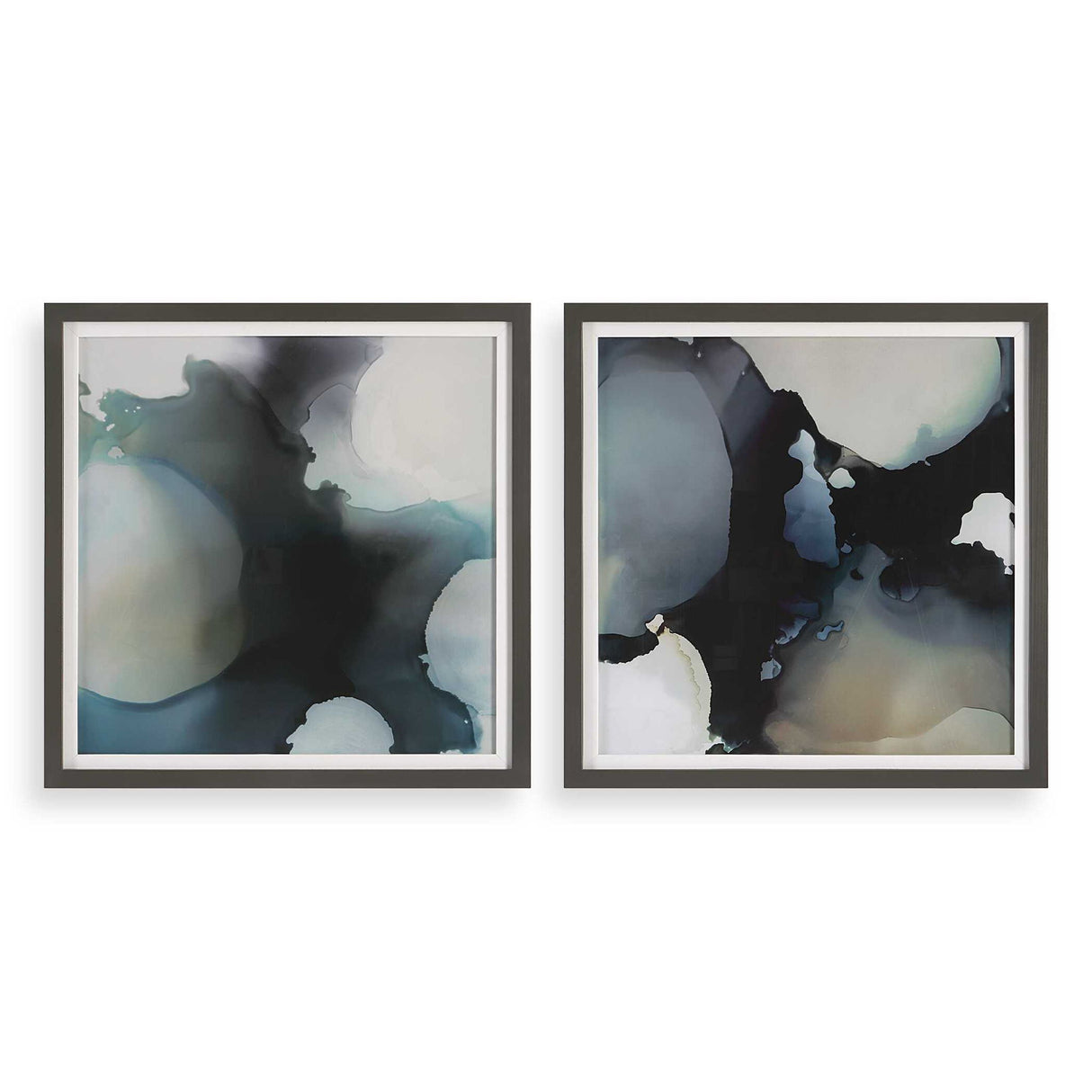 Telescopic Abstract - Framed Prints, Set Of 2 - Black