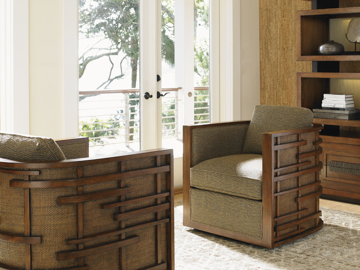 Island Fusion - Semerang Swivel Chair - Dark Brown / Light Brown