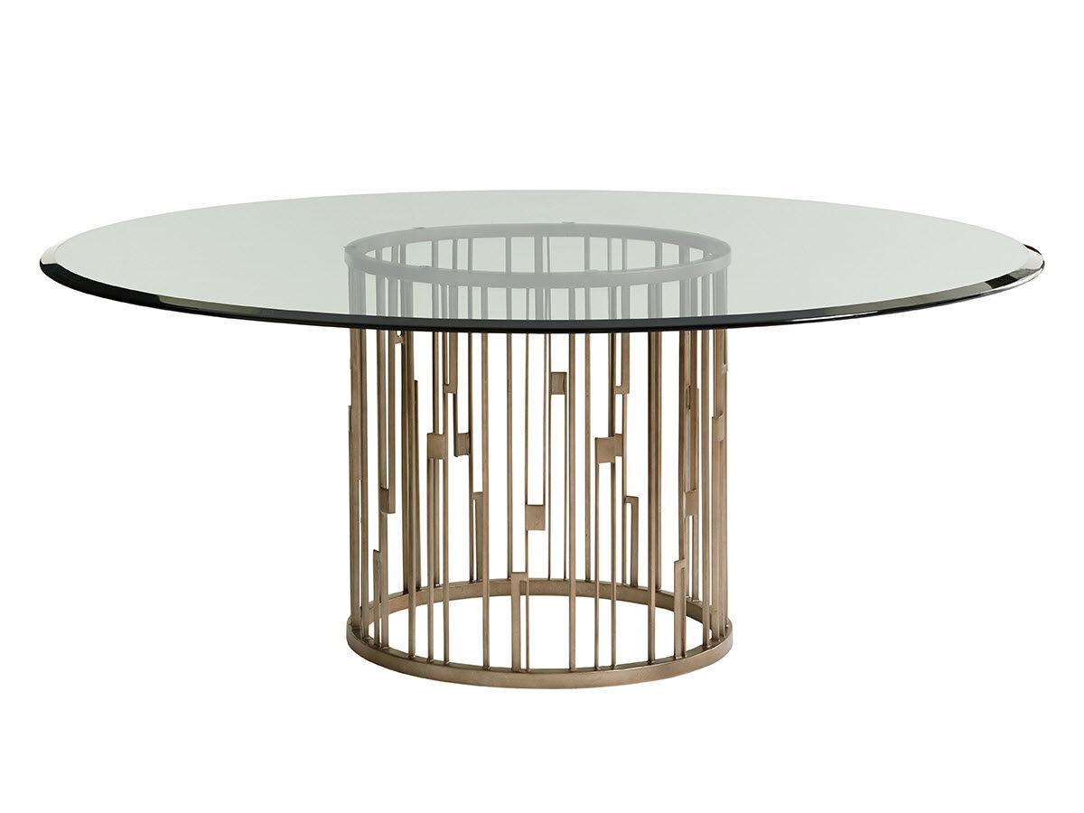 Shadow Play - Rendezvous Round Metal Dining Table With Glass Top