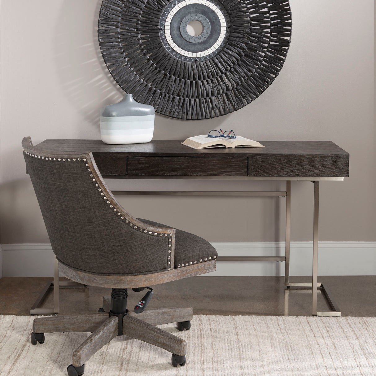 Claude - Modern Oak Desk - Gray, Dark