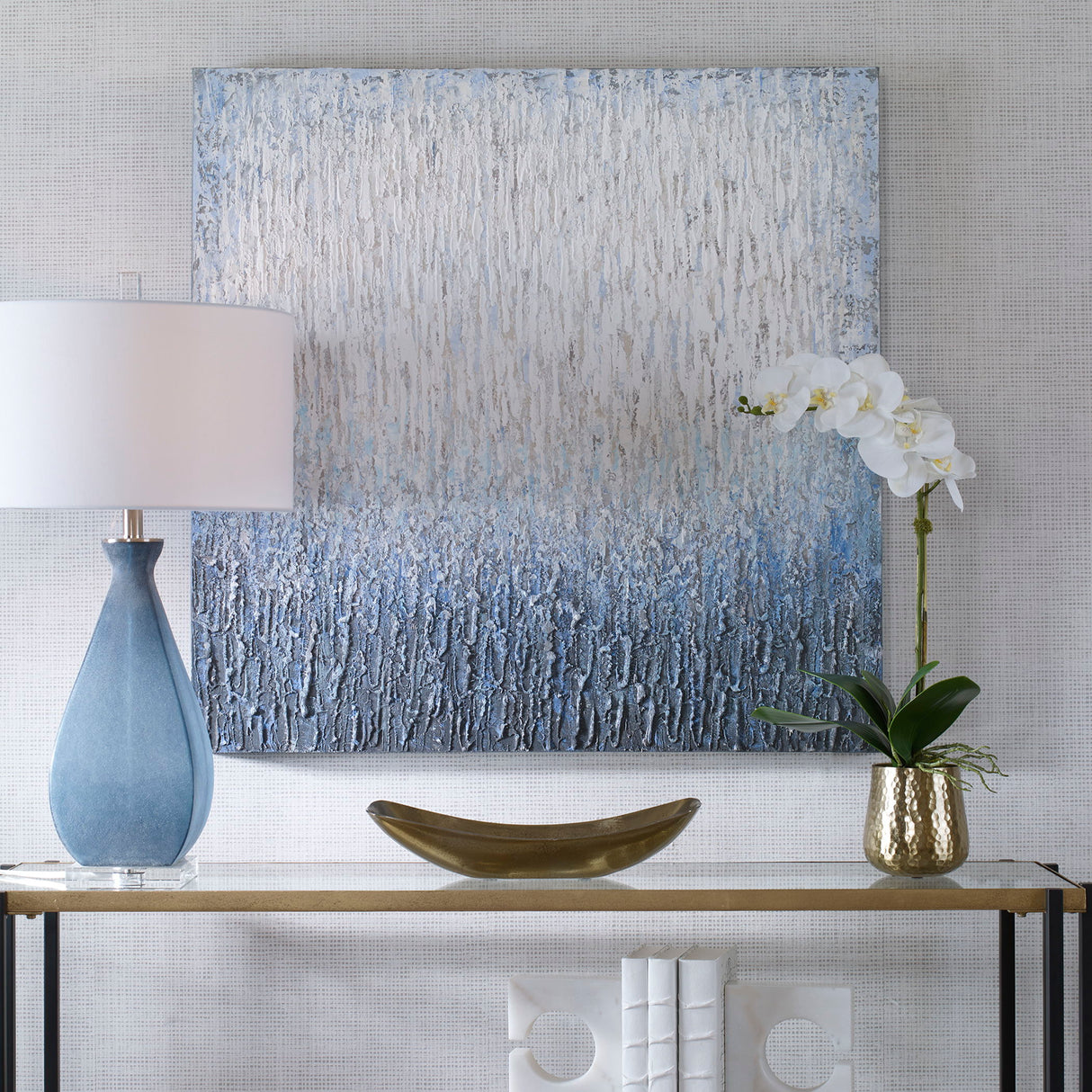 Outside The Window - Hand Painted Art - Gray, Dark