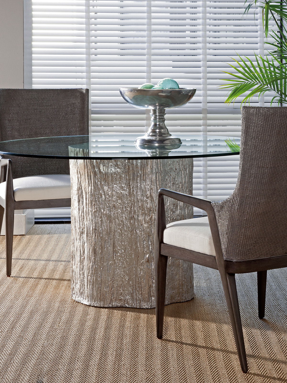 Signature Designs - Trunk Segment Round Dining Table With Glass Top