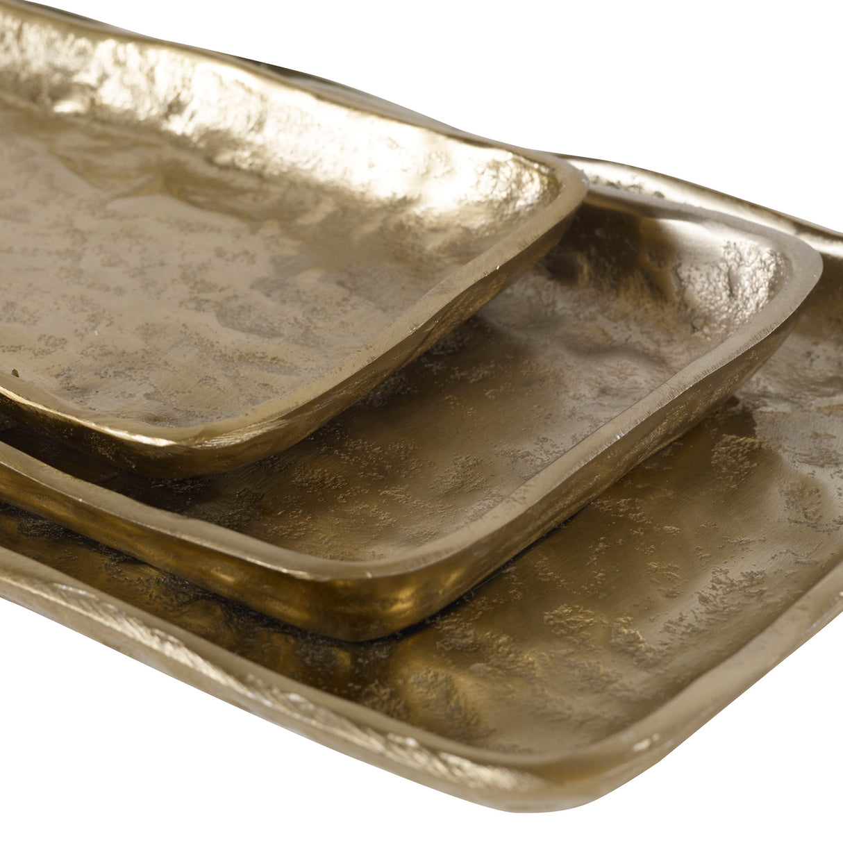 Artisan - Trays, Set Of 3 - Antique Gold
