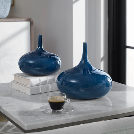 Zayan - Vases, Set Of 2 - Blue