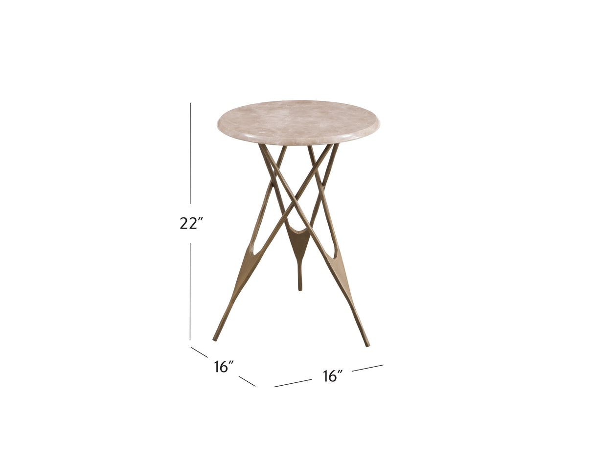 Leila - Accent Table - Antique Brass / Italian Marble