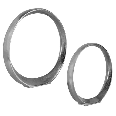 Orbits - Ring Sculptures, Set Of 2 - Nickel