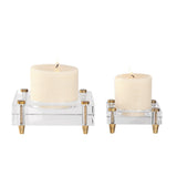 Claire - Crystal Block Candleholders, Set Of 2 - Beige