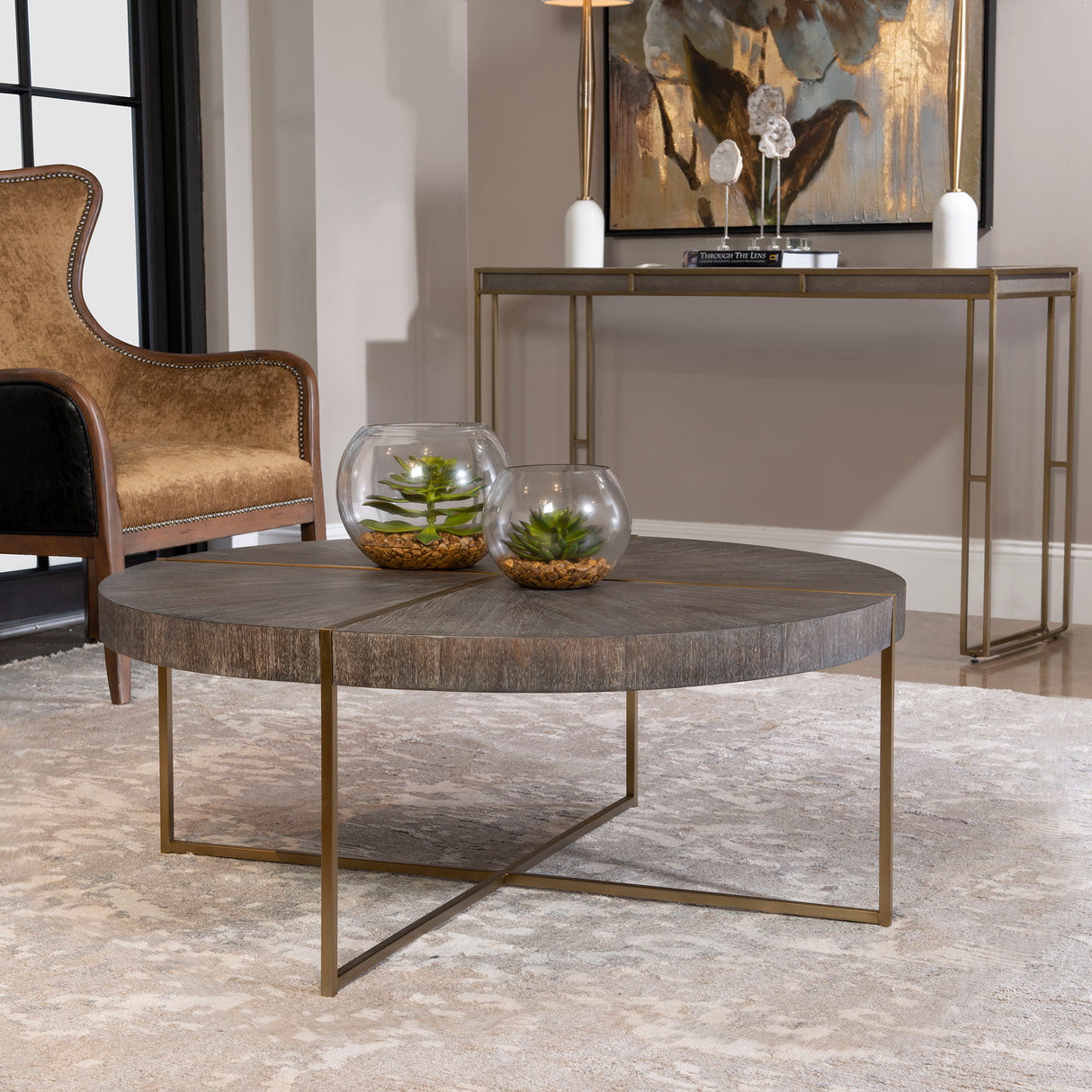 Taja - Round Coffee Table - Brown, Dark