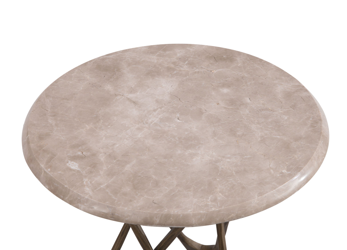 Leila - Accent Table - Antique Brass / Italian Marble