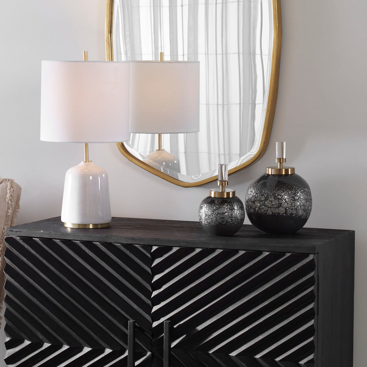 Cessair - Art Glass Bottles, Set Of 2 - Gray, Dark