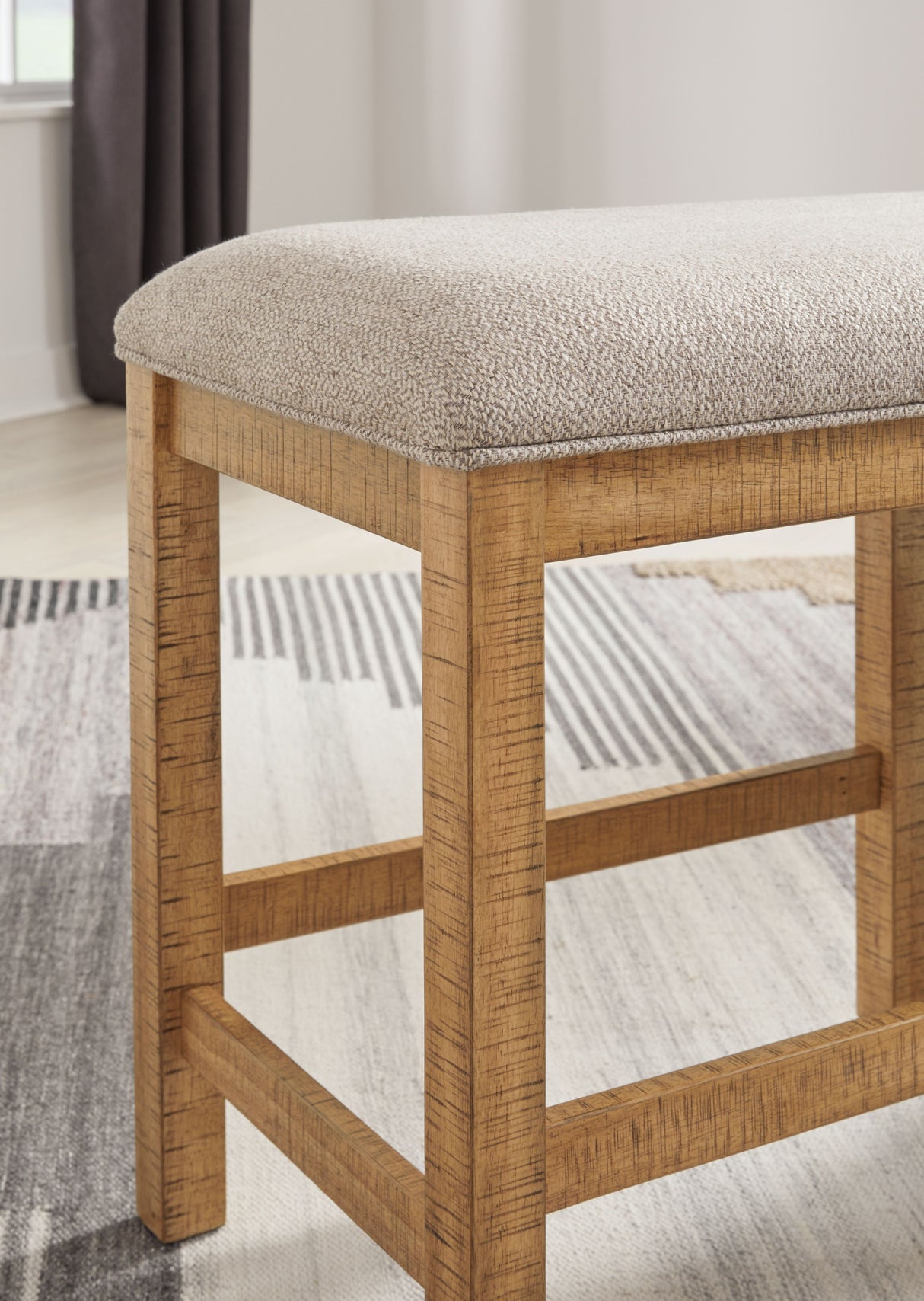 Havonplane - XL Counter Height Upholstered Dining Bench - Brown