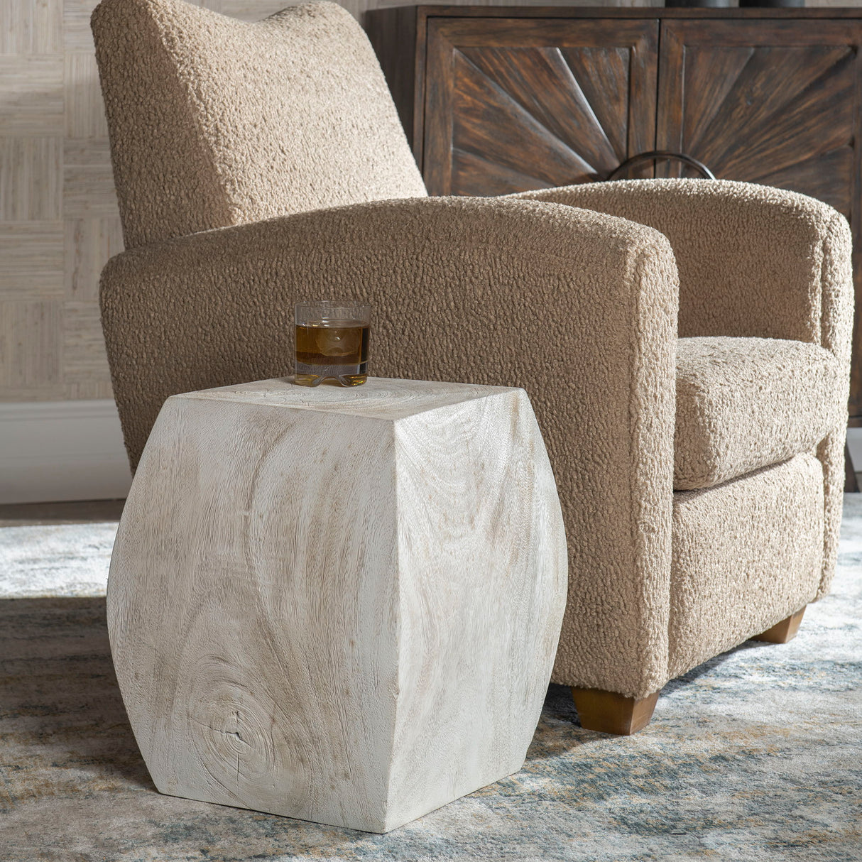 Grove - Ivory Wooden Accent Stool