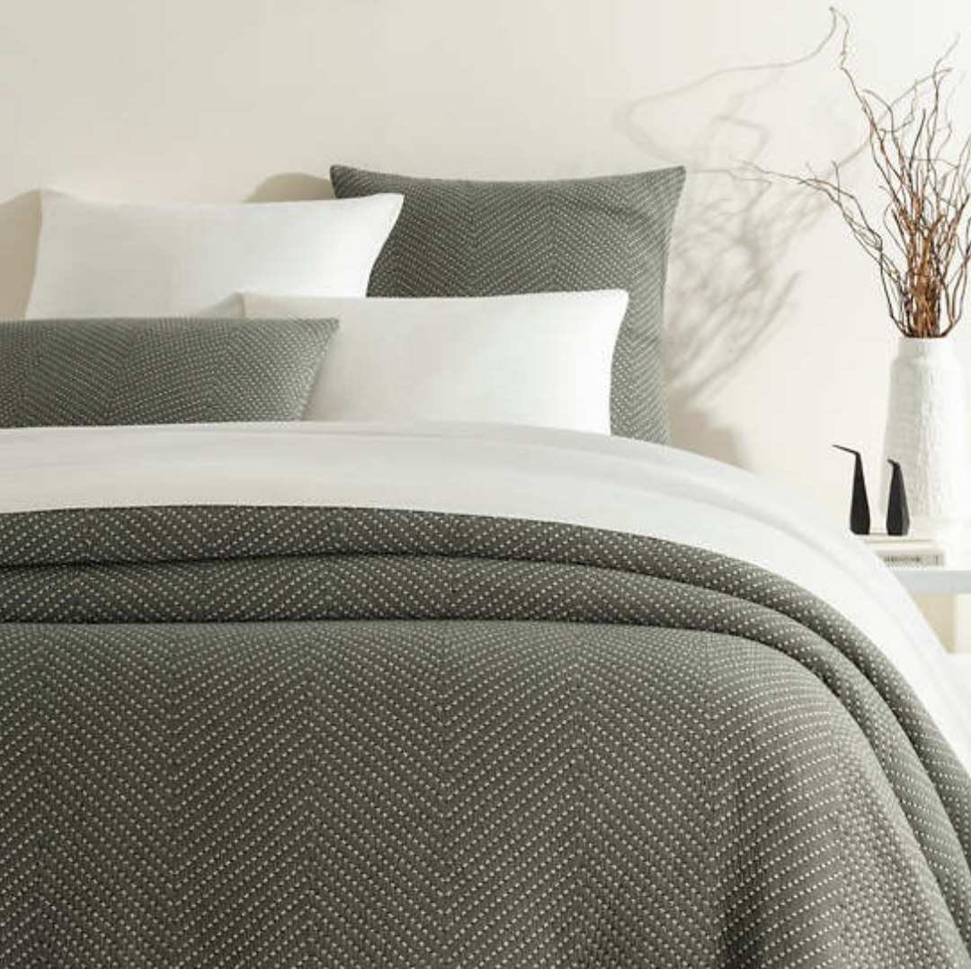 Catalina Matelassé Coverlet - SLATE BLUE, CHARCOAL OR IVORY