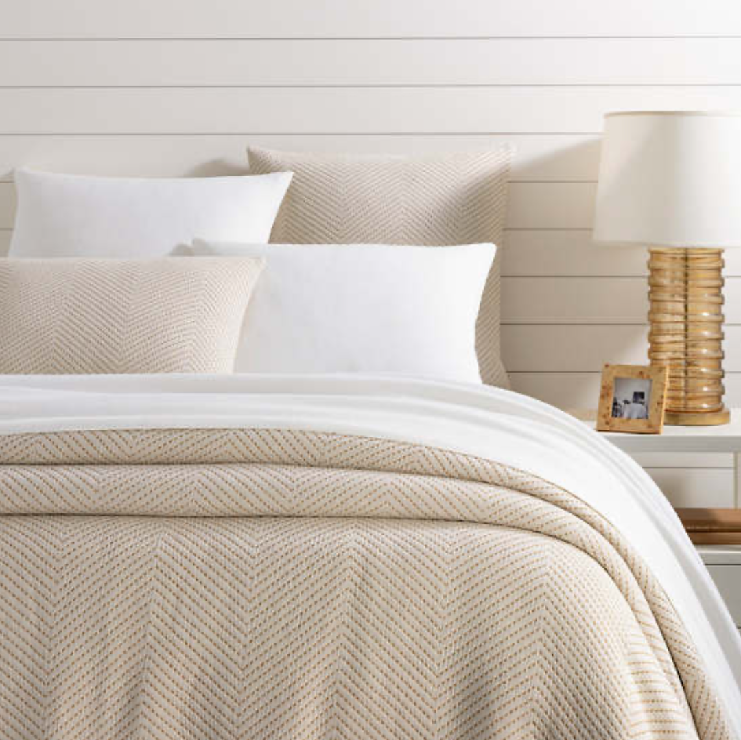 Catalina Matelassé Coverlet - SLATE BLUE, CHARCOAL OR IVORY