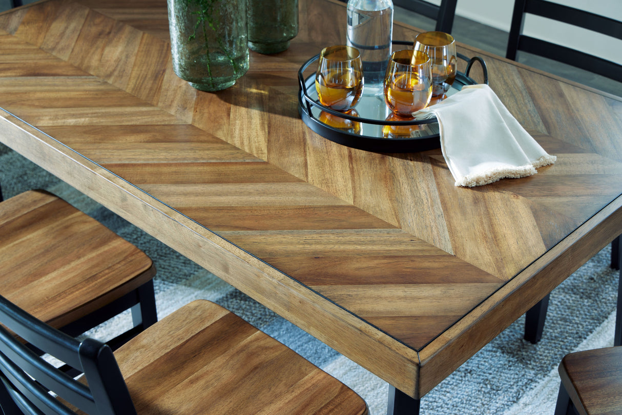 Blondon - Rectangular Drm Table Set (Set of 7) - Brown / Black