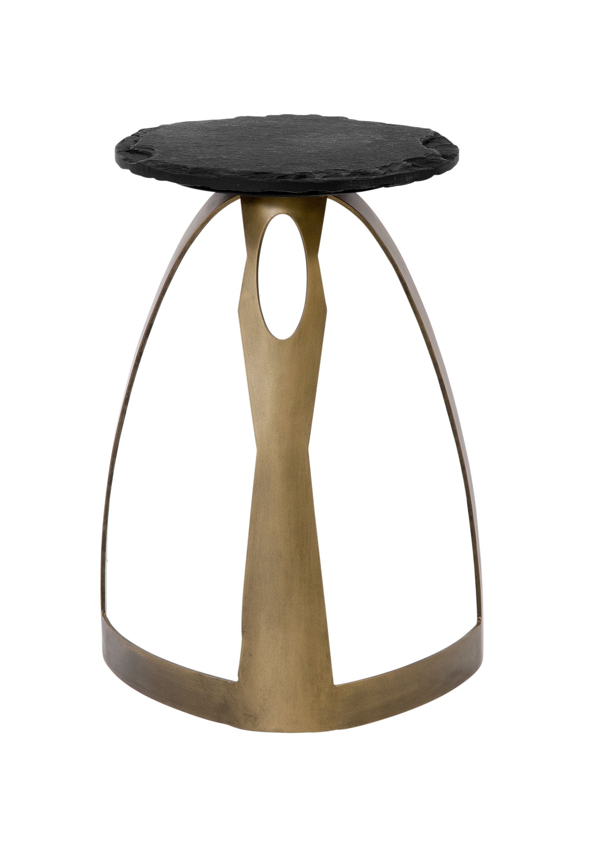 Vaughan - Accent Table - Antique Brass / Black Slate