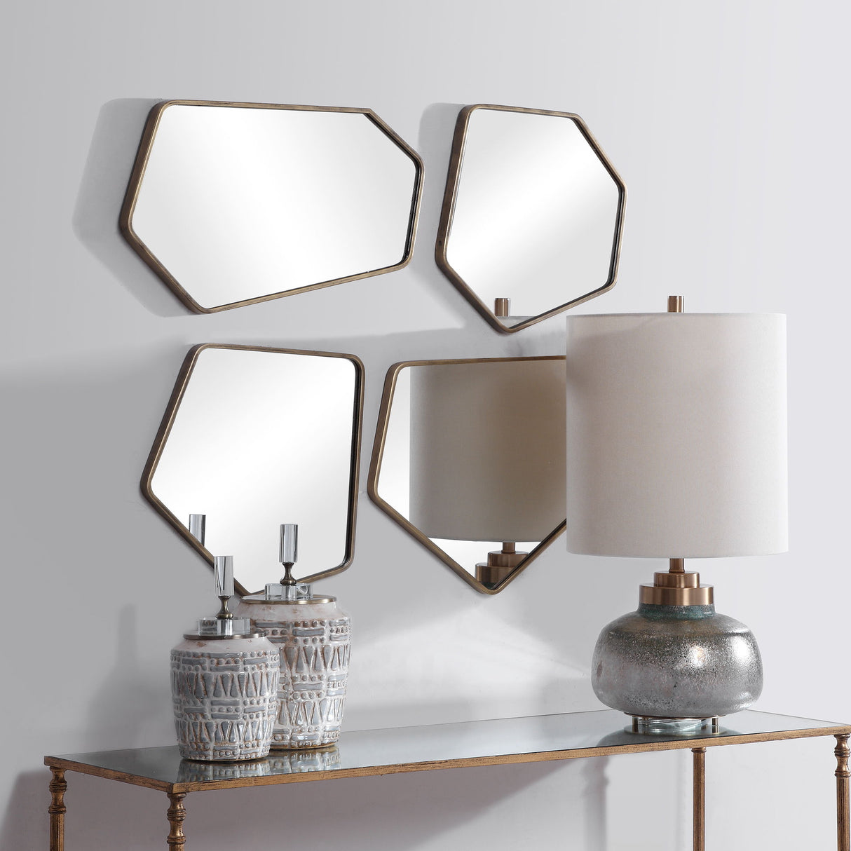 Linneah - Modern Mirrors, Set Of 4 - Gold