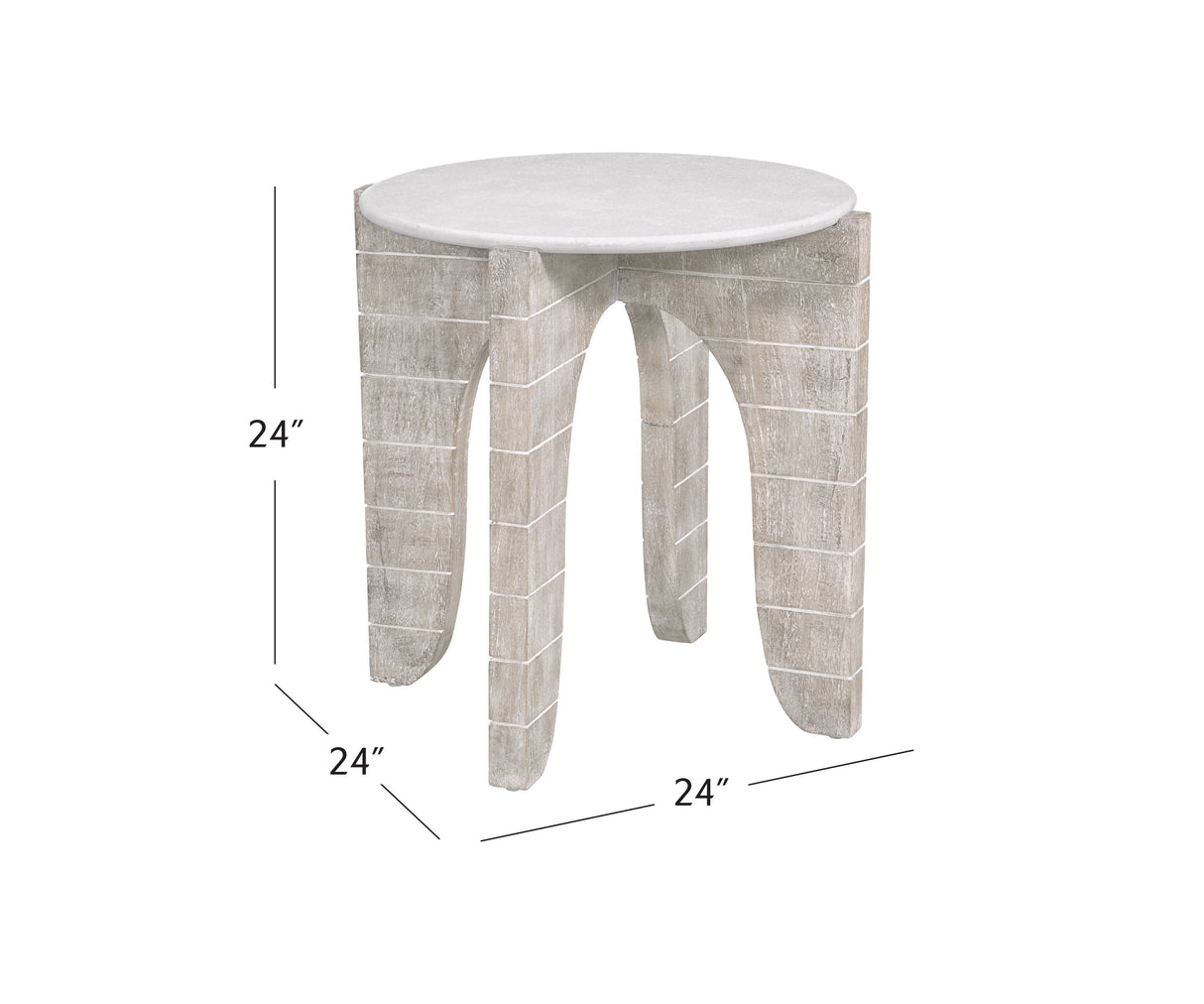 Bali - Round End Table - White Wash / Faux Plaster