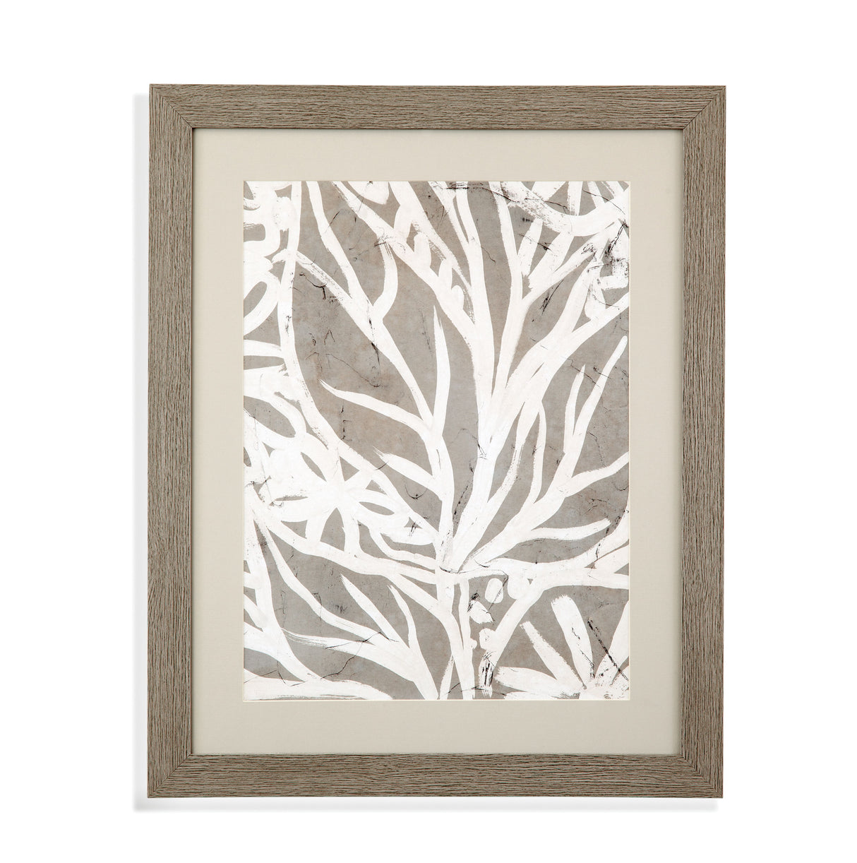 Mudcloth Foliage II Framed Print - Light Brown / Beige