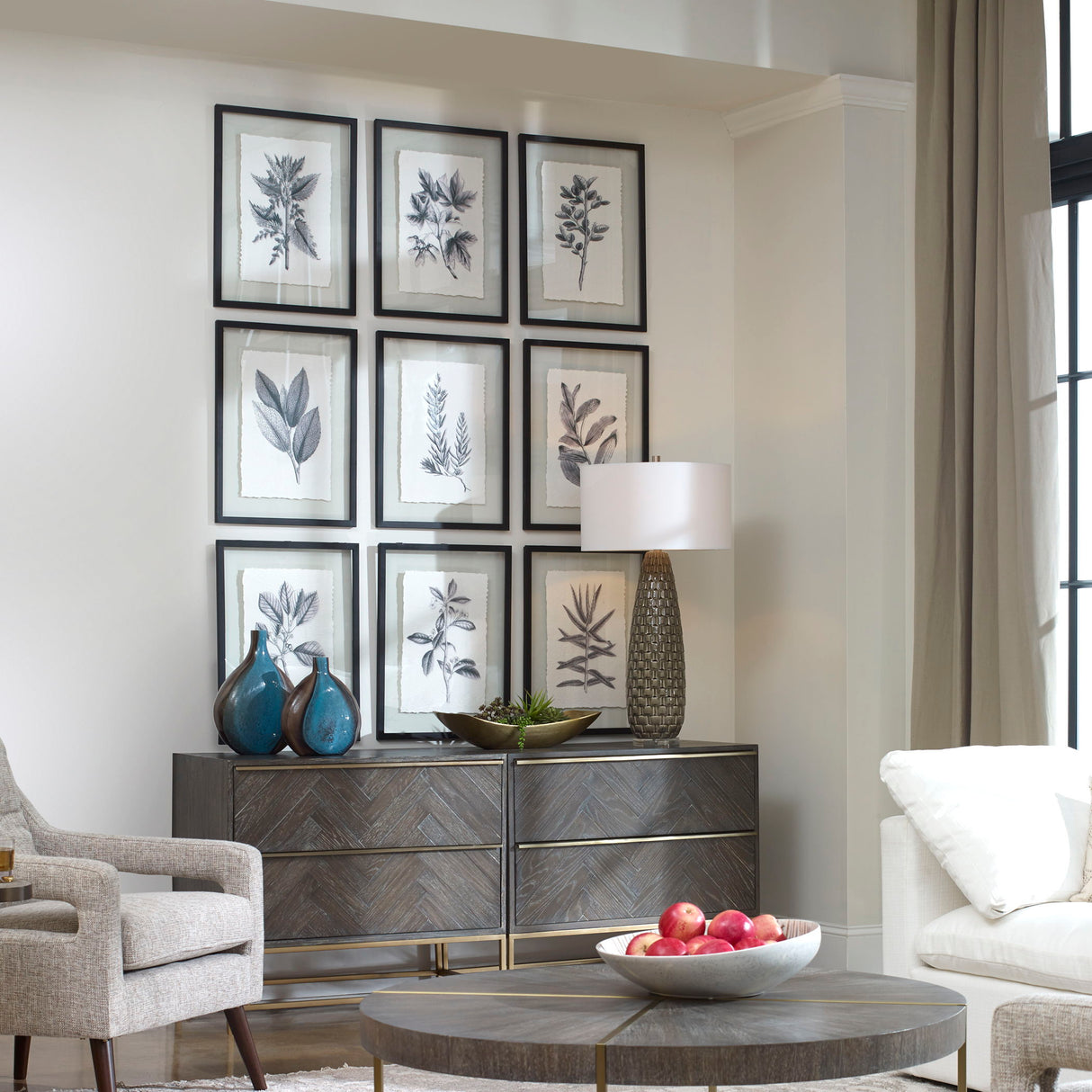 Farmhouse Florals - Framed Prints, Set Of 9 - Black