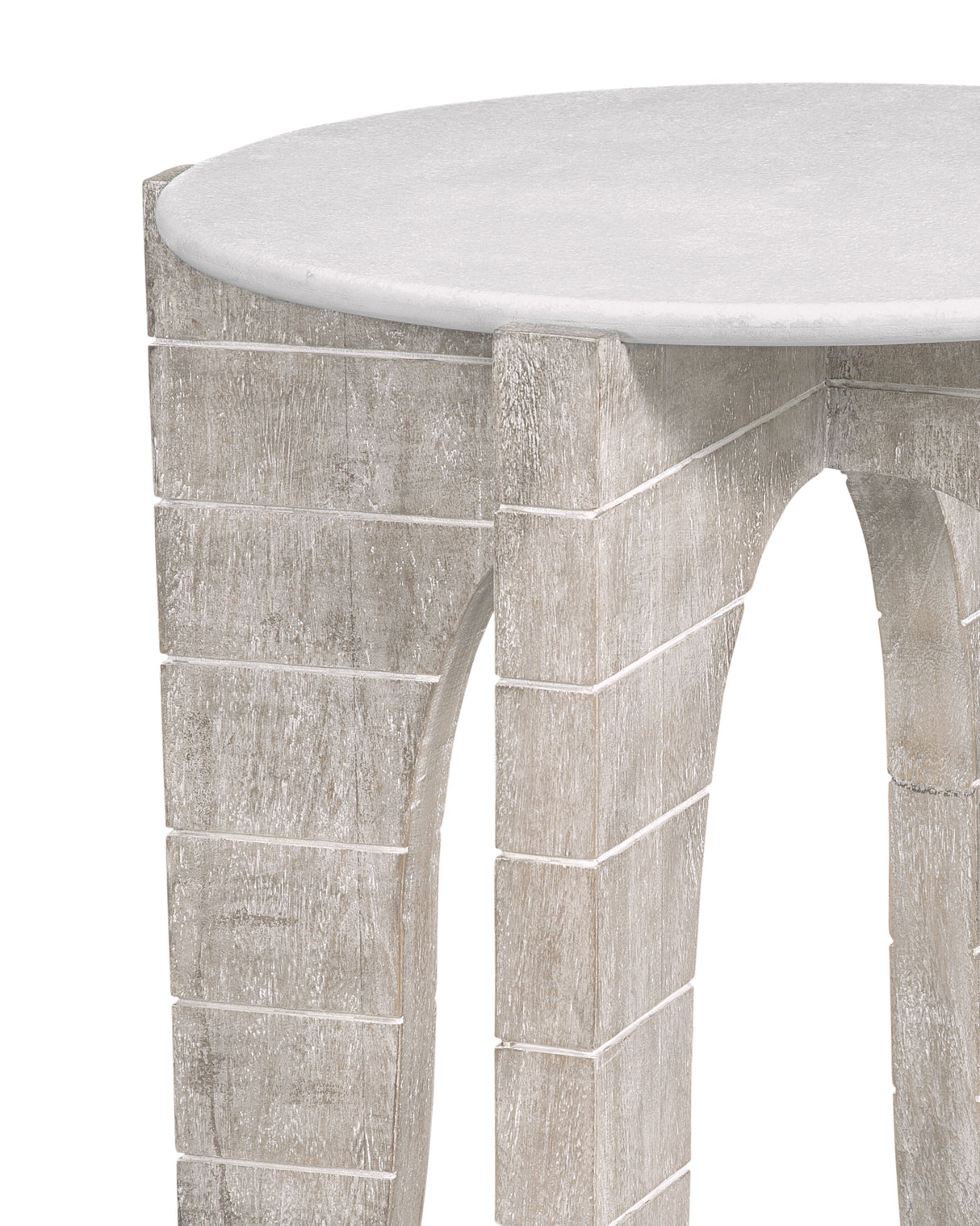 Bali - Round End Table - White Wash / Faux Plaster