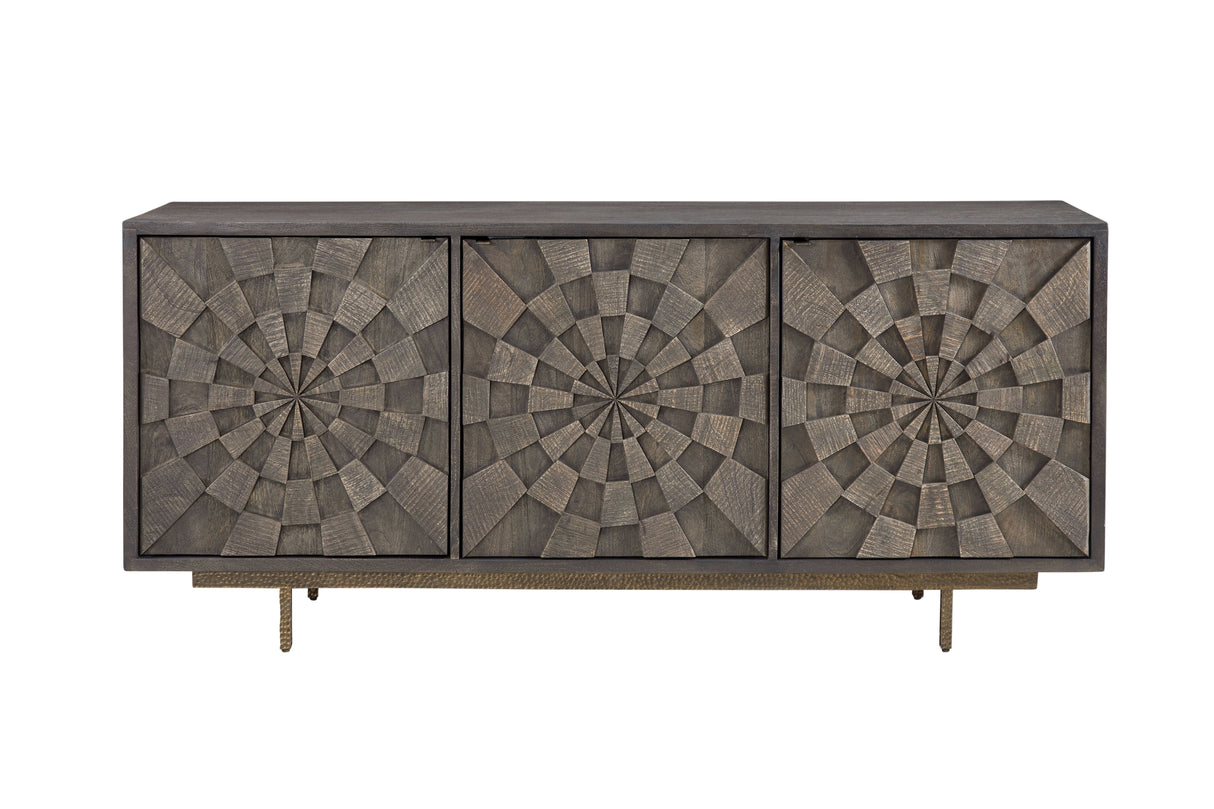 Adrienne - Server - Sandblasted Dark Brown & Antique Gold Metal
