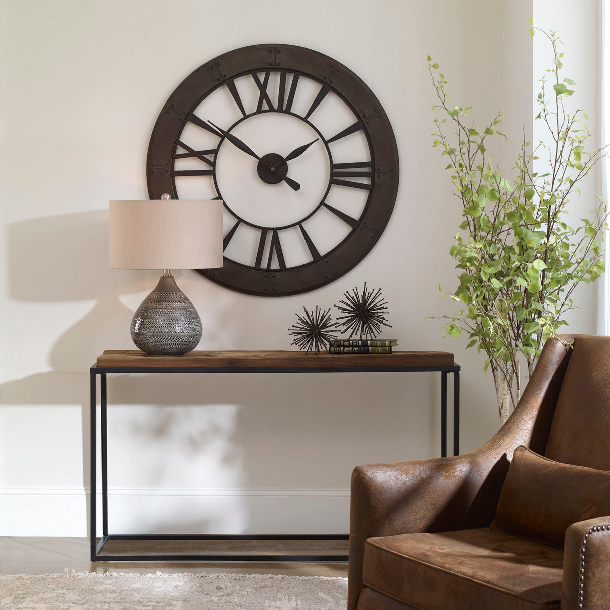 Ronan - Wall Clock - Brown, Dark