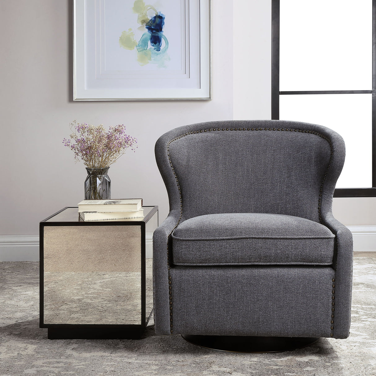 Biscay - Swivel Chair - Gray, Dark