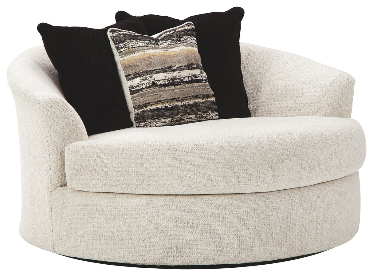 Cambri - Oversized Round Swivel Chair - Snow