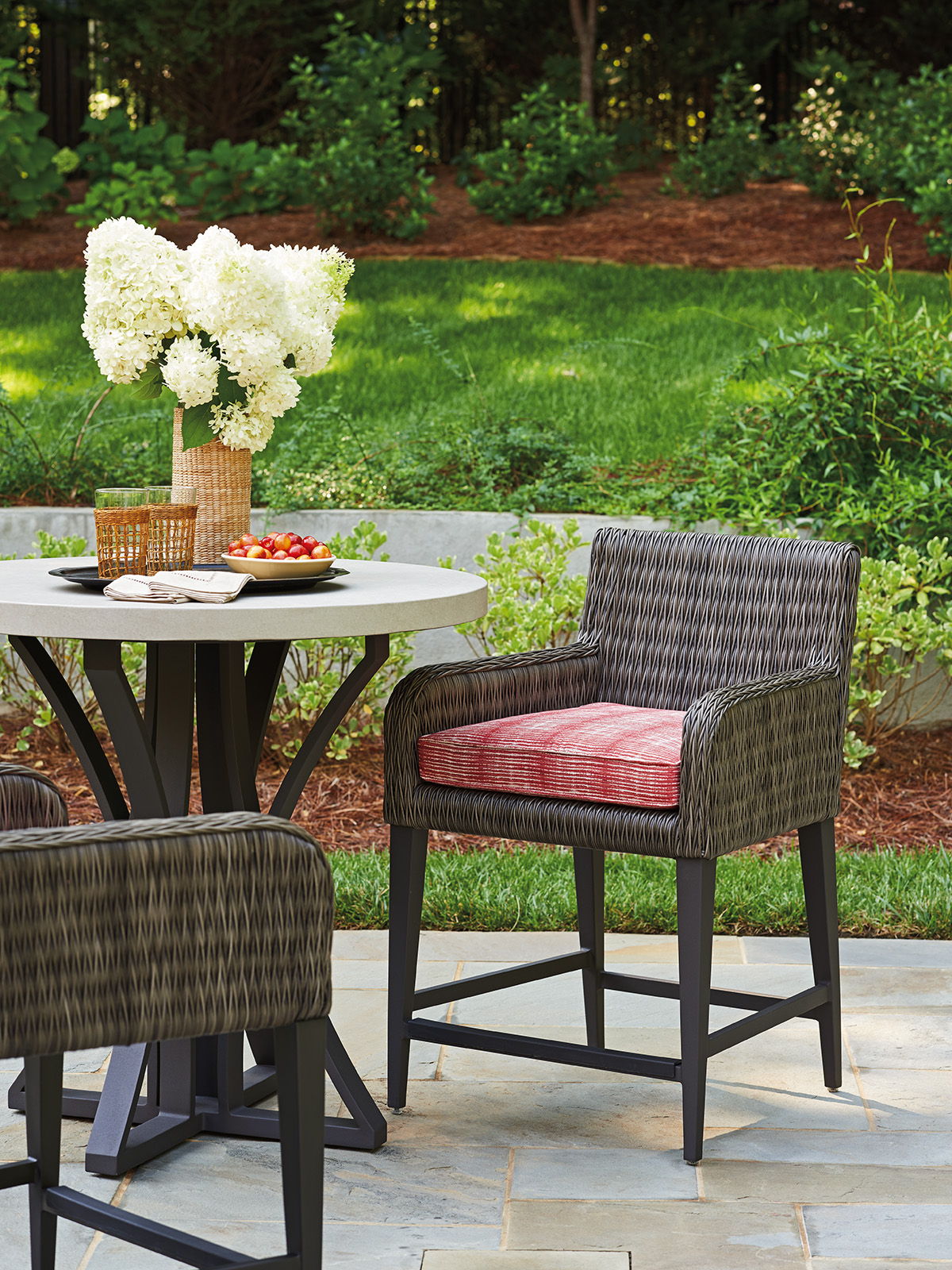 Cypress Point Ocean Terrace - Counter Stool - Dark Gray / Red