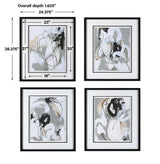 Tangled Threads - Abstract Framed Prints, Set Of 4 - Pearl Silver
