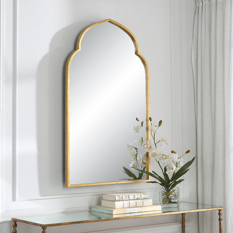 Moroccan Style Mirror - Lightly Antiqued Gold