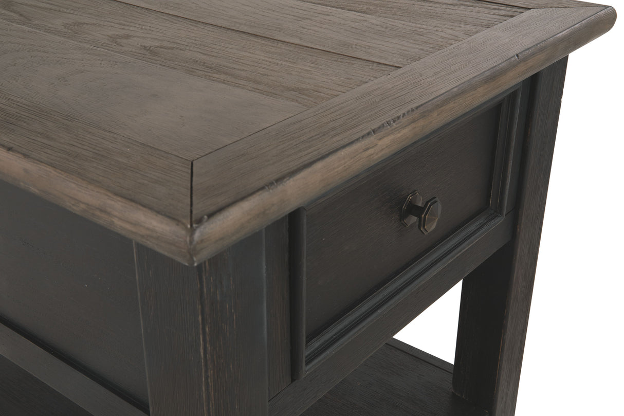 Tyler Creek - Grayish Brown / Black - Rectangular End Table