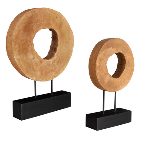 Ashlea - Wooden Sculptures, Set Of 2 - Light Brown & Black