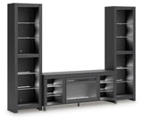 Cayberry - 3-Piece Entertainment Center With Electric Fireplace - Black
