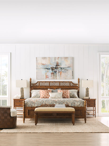 Island Estate - Plantain Upholstered Bed Bench - Beige / Dark Brown