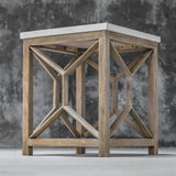 Catali - Stone End Table - White & Light Brown